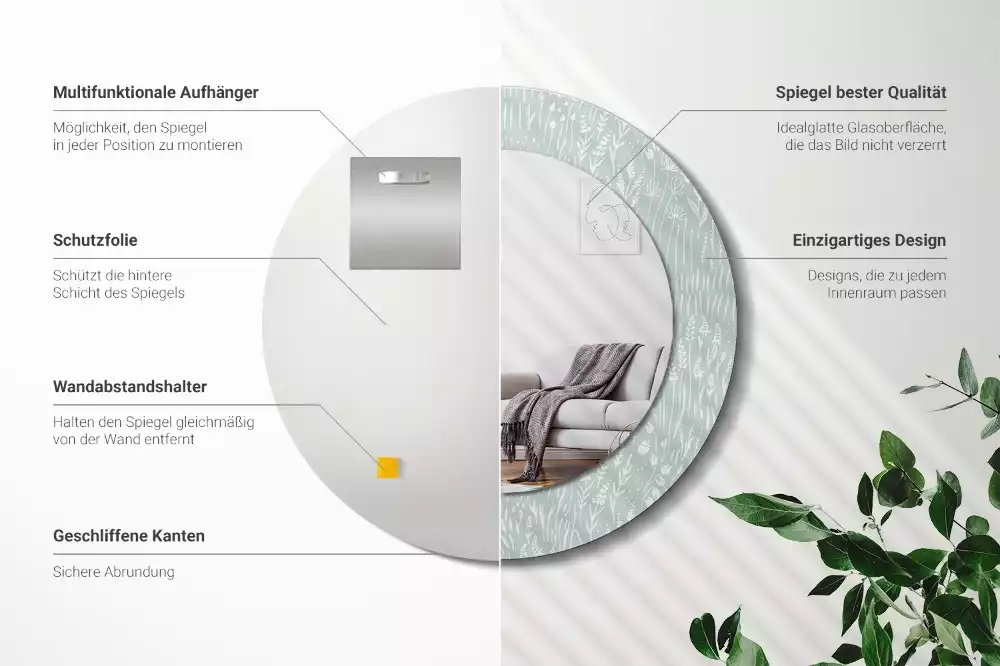 Espelho decorativo redondo Um caracol no prado