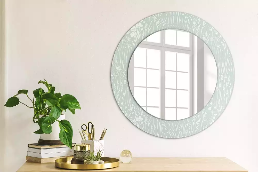 Espelho decorativo redondo Um caracol no prado