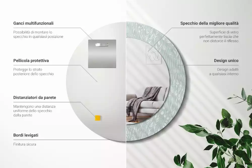 Espelho decorativo redondo Um caracol no prado