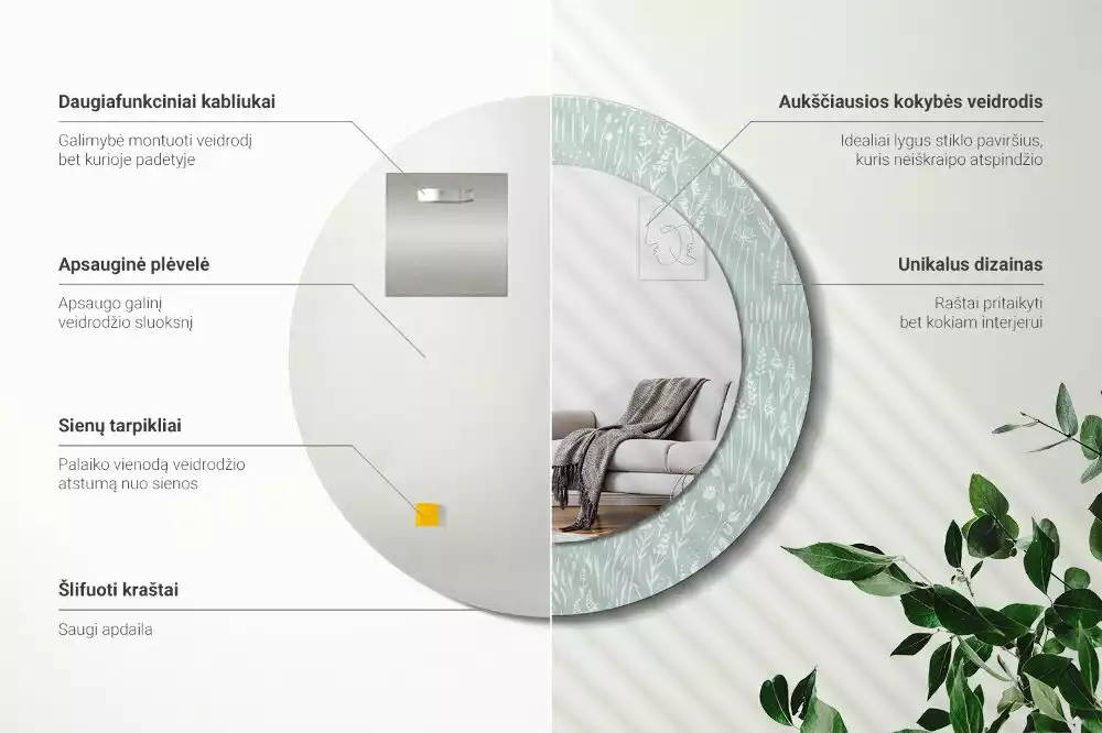 Espelho decorativo redondo Um caracol no prado