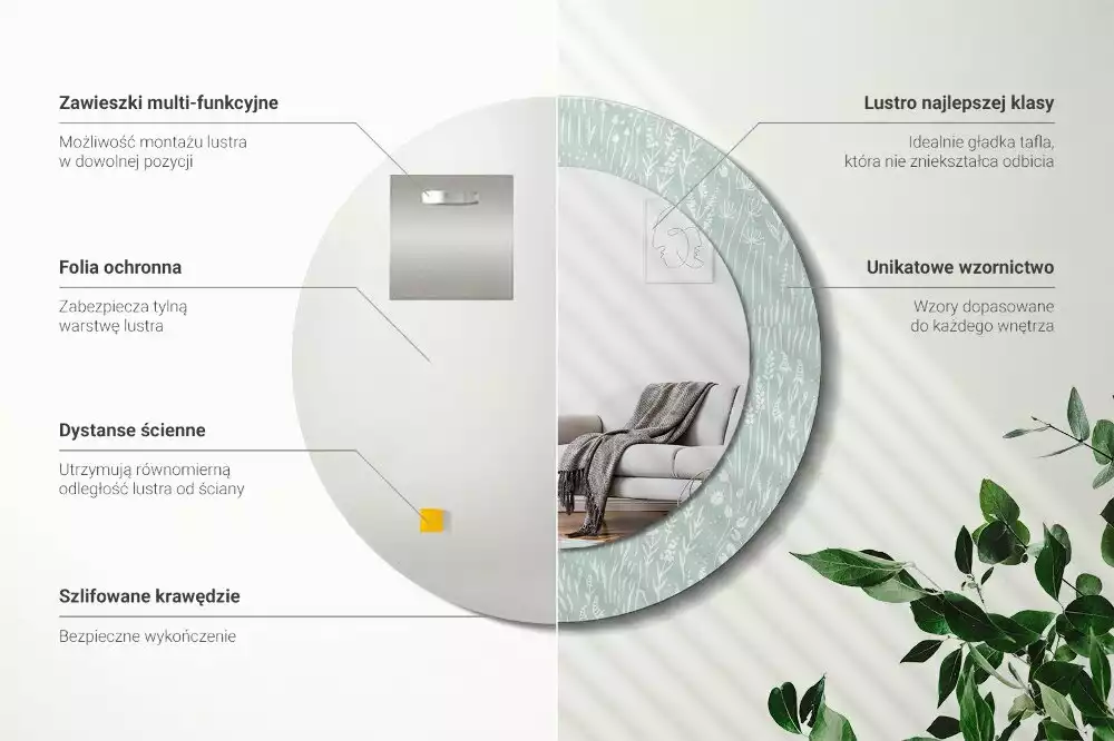 Espelho decorativo redondo Um caracol no prado