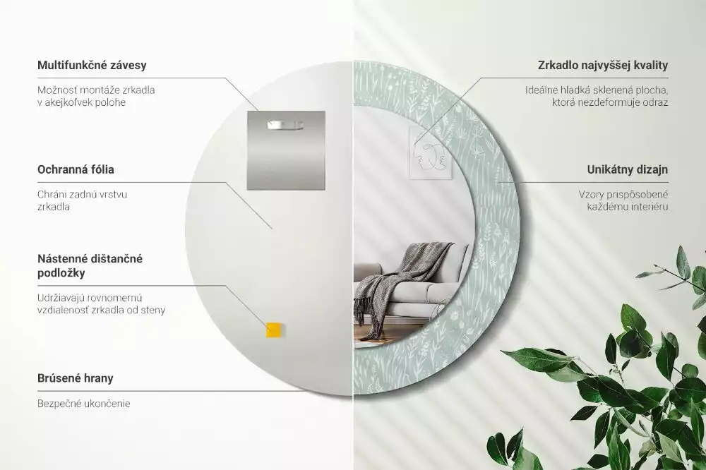 Espelho decorativo redondo Um caracol no prado