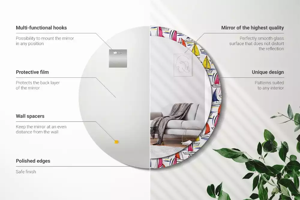 Espelho redondo decorativo Barcos coloridos