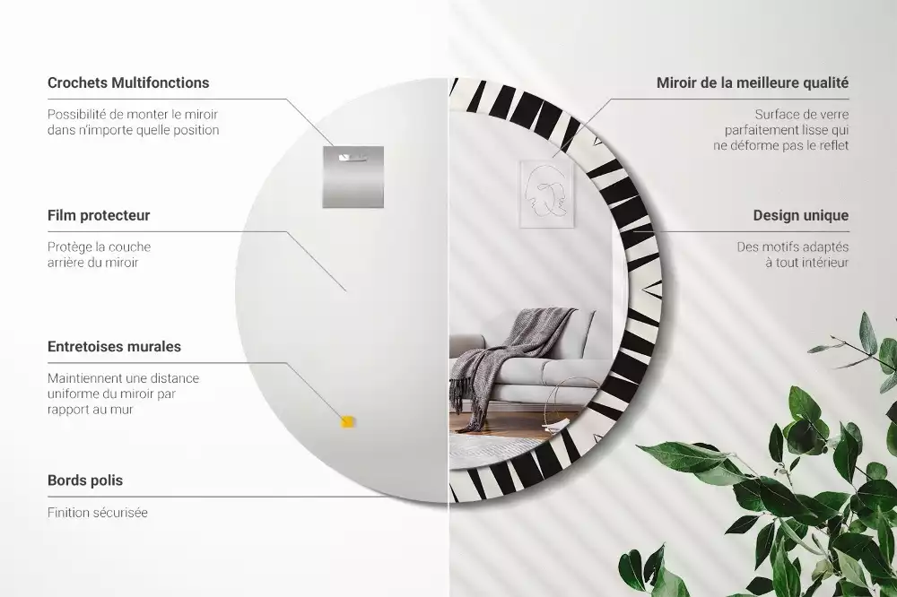 Espelho decorativo redondo Geometria abstrata