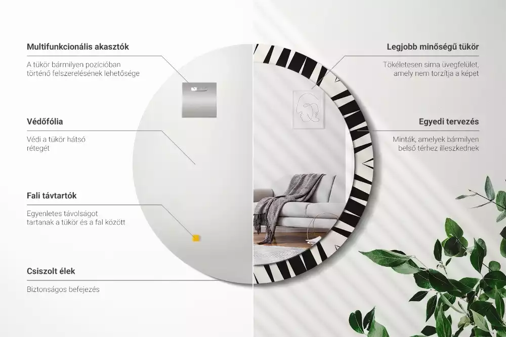 Espelho decorativo redondo Geometria abstrata