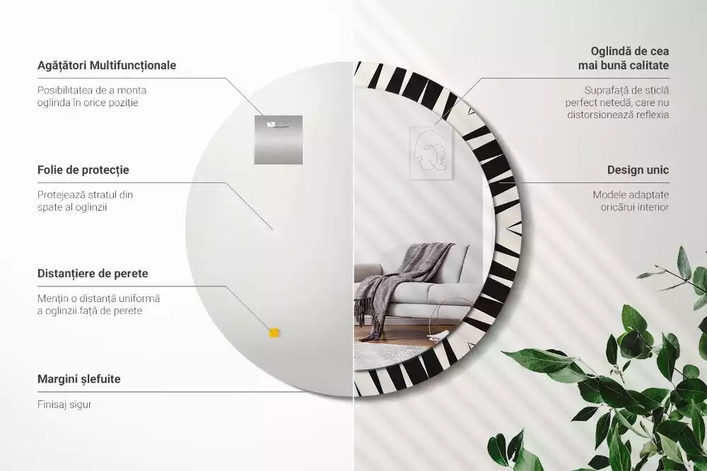 Espelho decorativo redondo Geometria abstrata