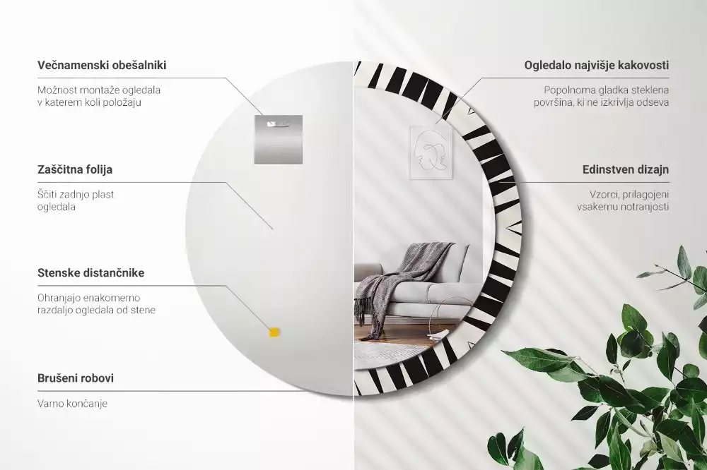 Espelho decorativo redondo Geometria abstrata