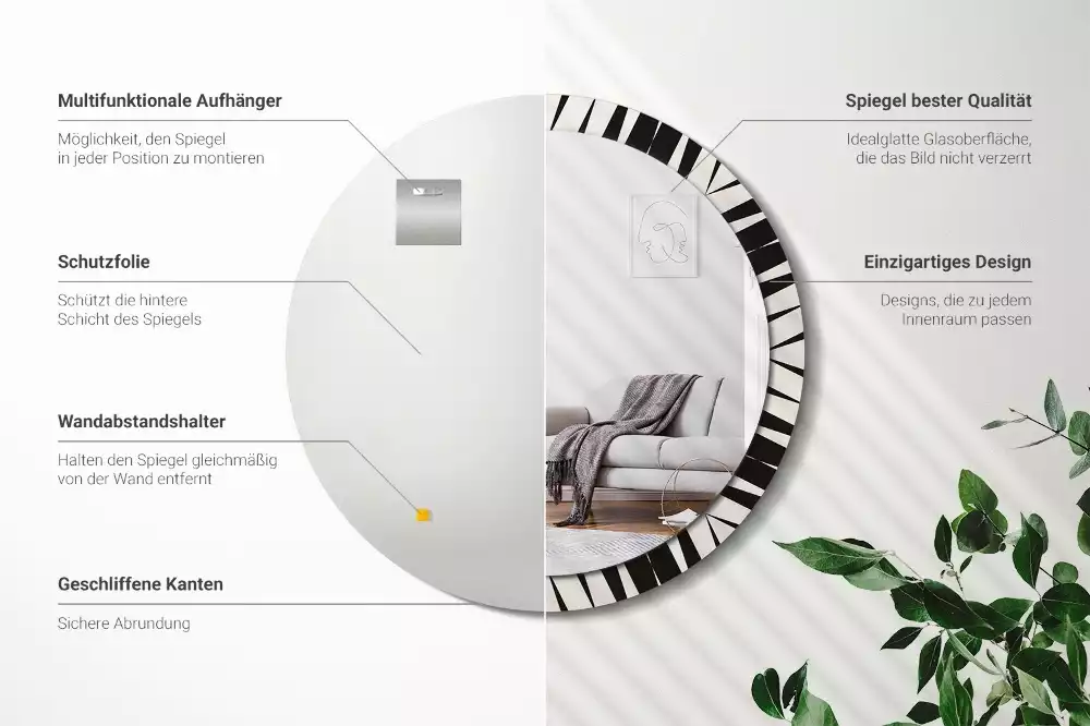 Espelho decorativo redondo Geometria abstrata