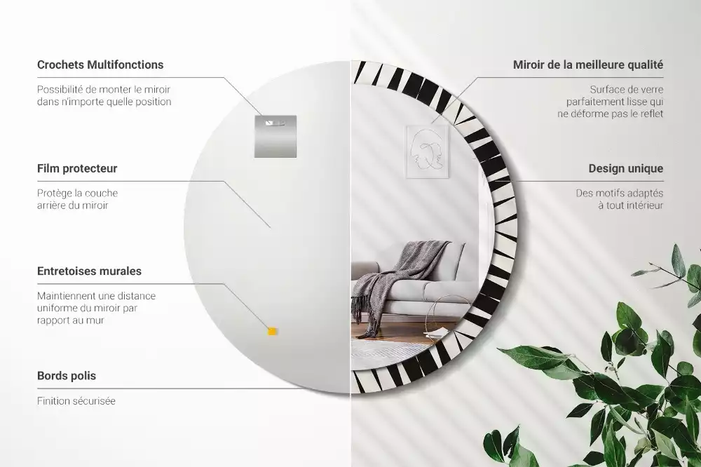 Espelho decorativo redondo Geometria abstrata