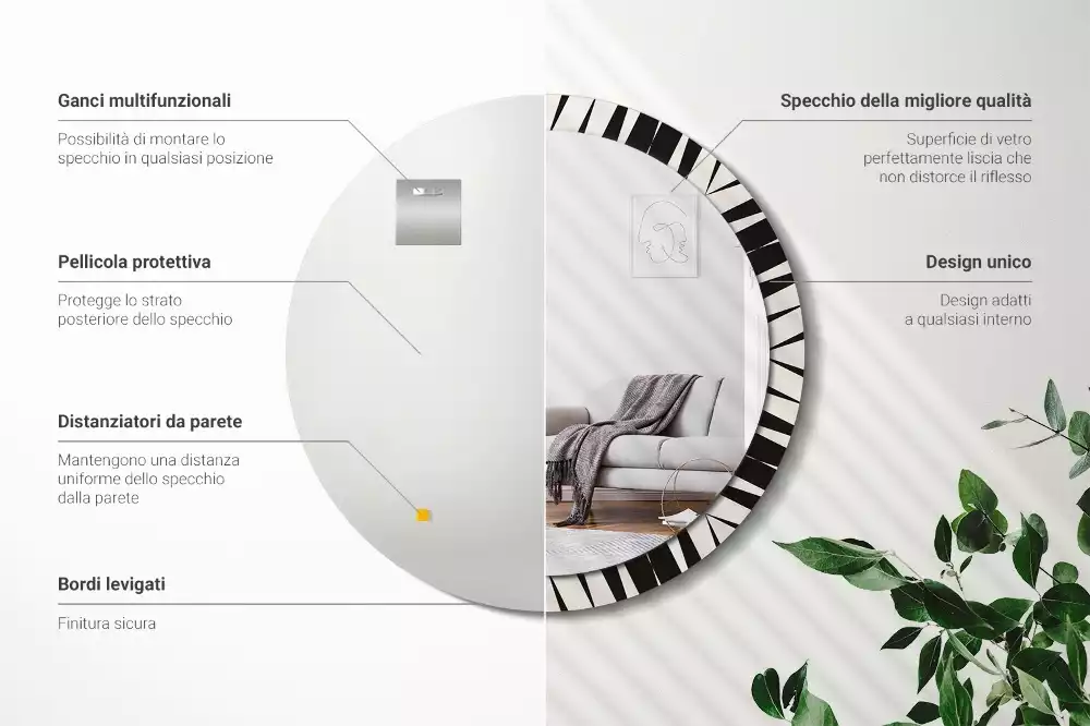 Espelho decorativo redondo Geometria abstrata