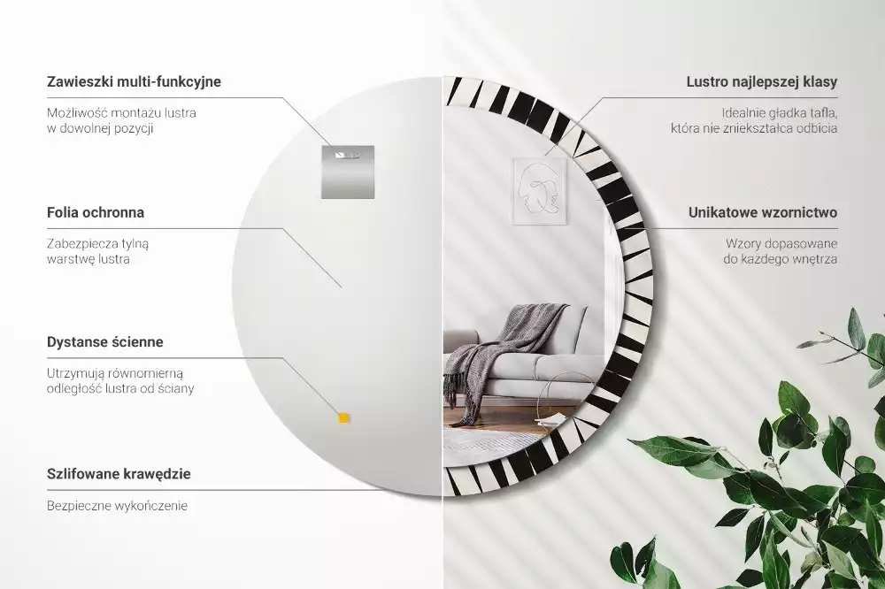 Espelho decorativo redondo Geometria abstrata