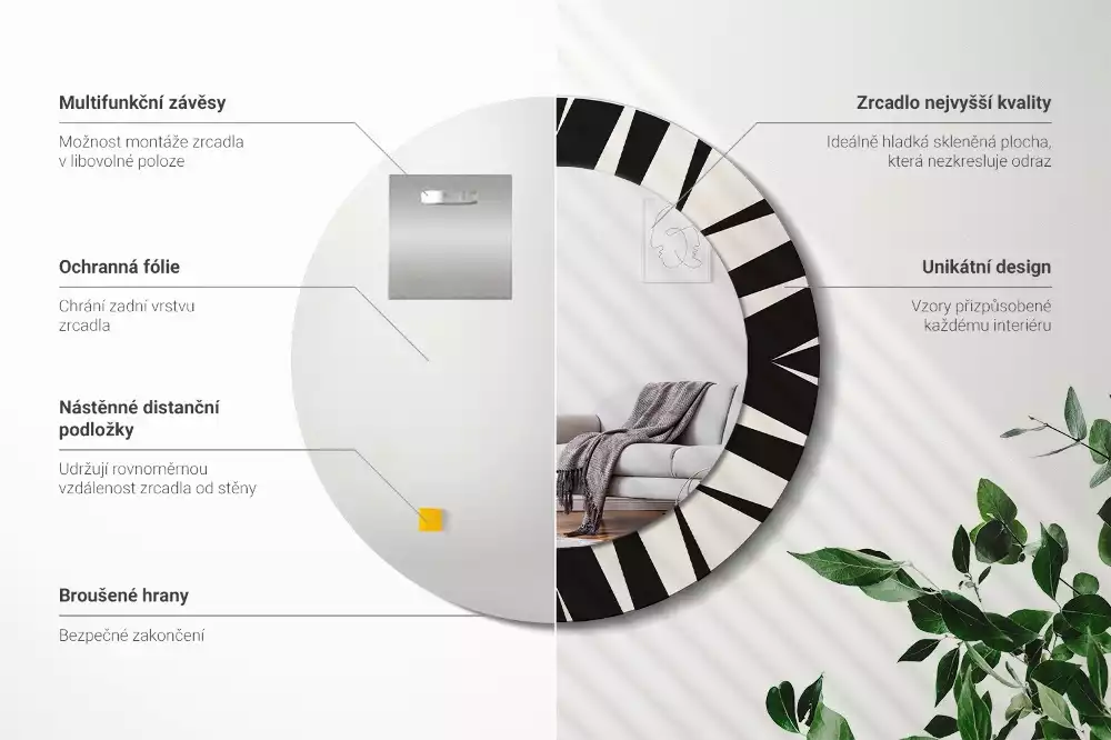 Espelho decorativo redondo Geometria abstrata