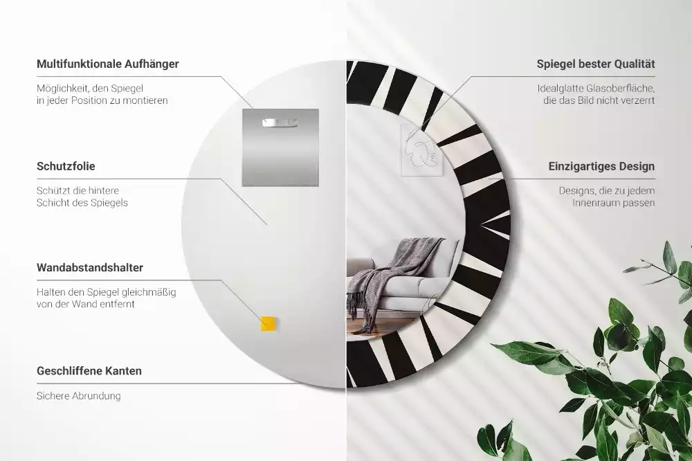 Espelho decorativo redondo Geometria abstrata