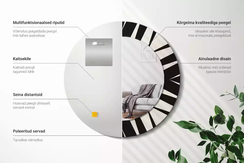 Espelho decorativo redondo Geometria abstrata