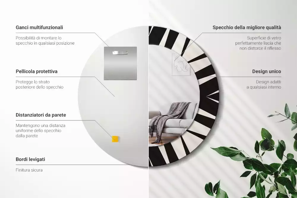 Espelho decorativo redondo Geometria abstrata