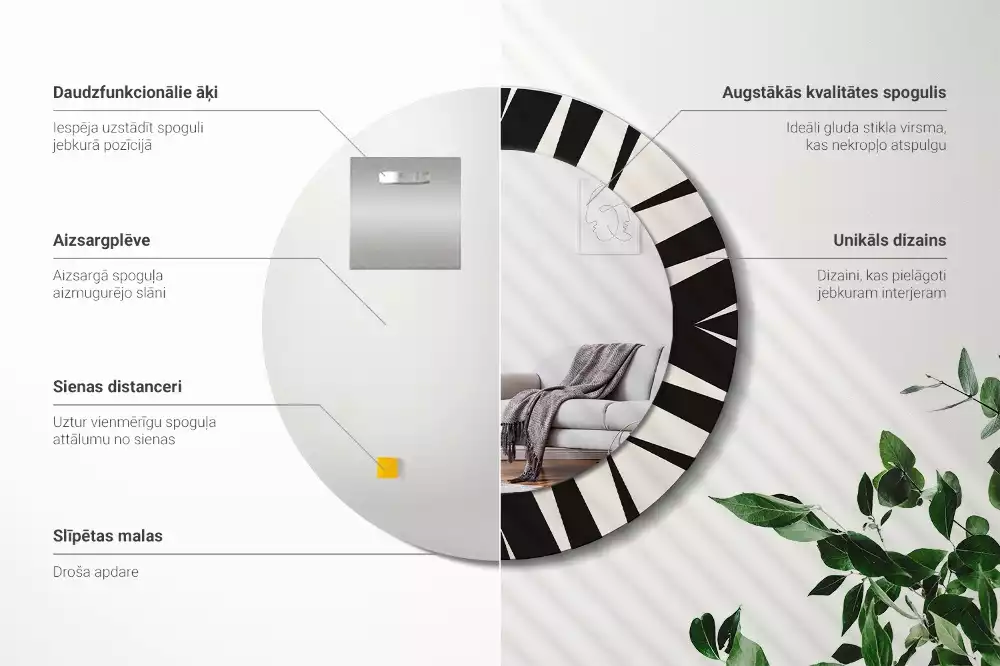 Espelho decorativo redondo Geometria abstrata