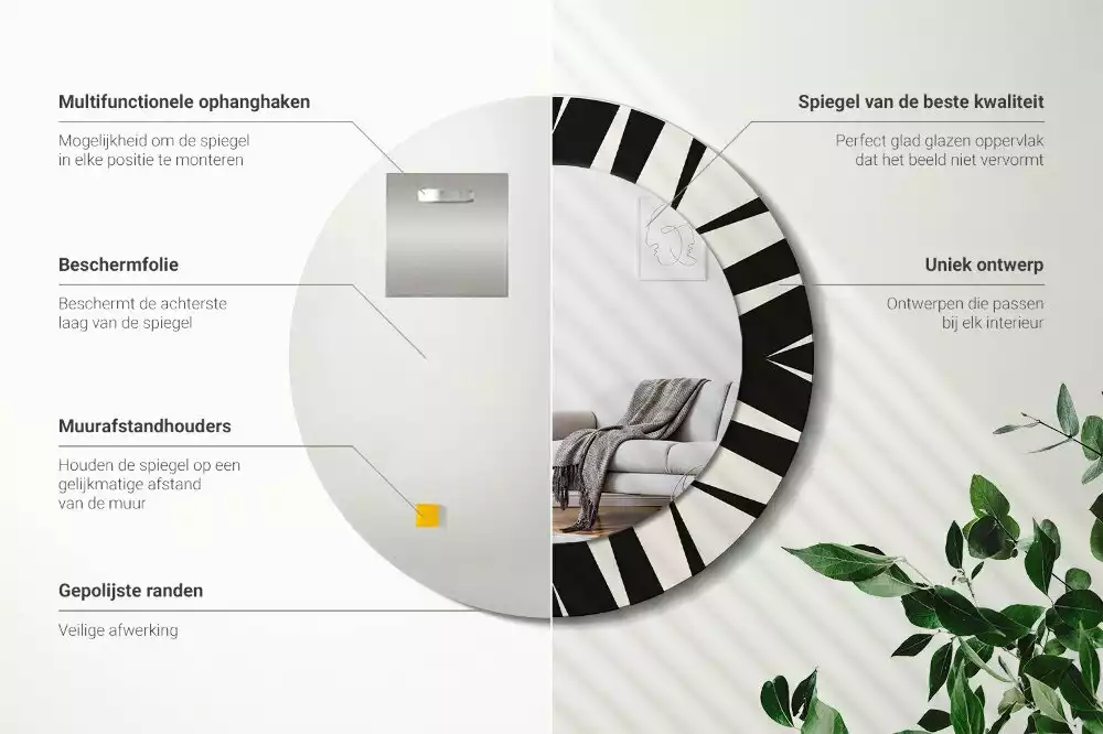 Espelho decorativo redondo Geometria abstrata