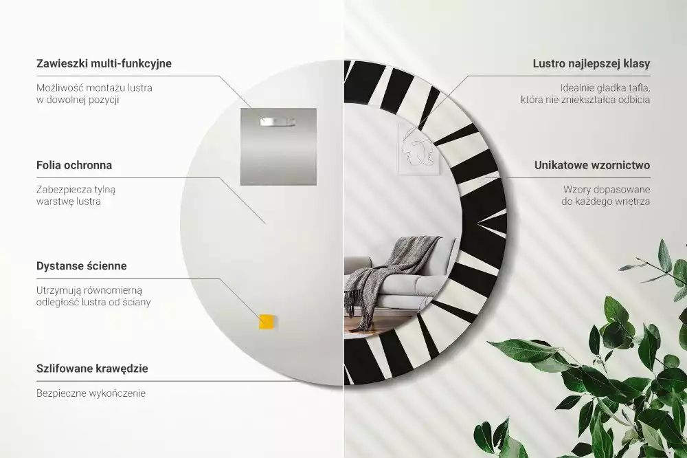 Espelho decorativo redondo Geometria abstrata