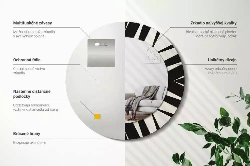 Espelho decorativo redondo Geometria abstrata