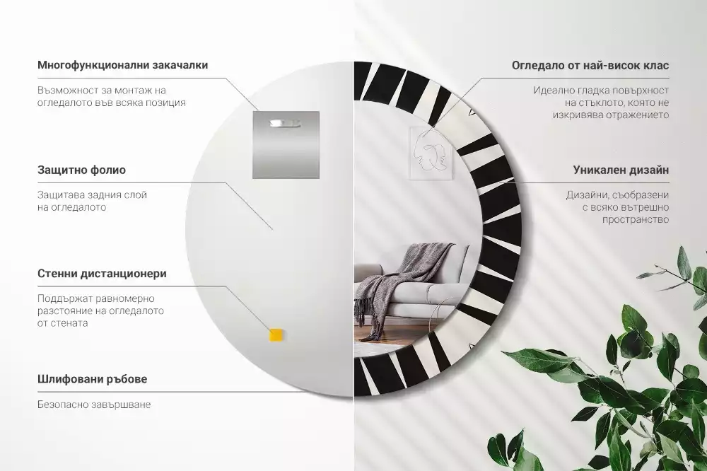 Espelho decorativo redondo Geometria abstrata