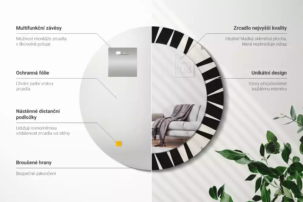 Espelho decorativo redondo Geometria abstrata