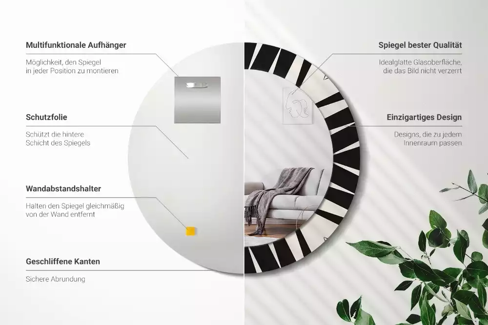 Espelho decorativo redondo Geometria abstrata