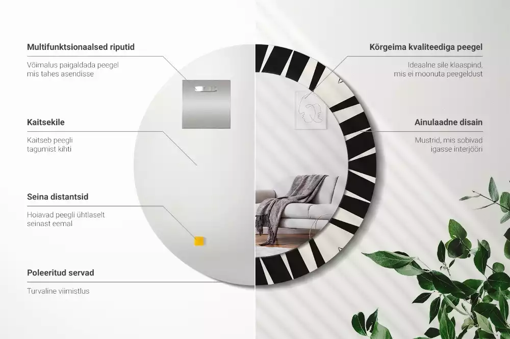 Espelho decorativo redondo Geometria abstrata