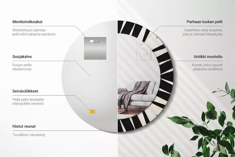 Espelho decorativo redondo Geometria abstrata