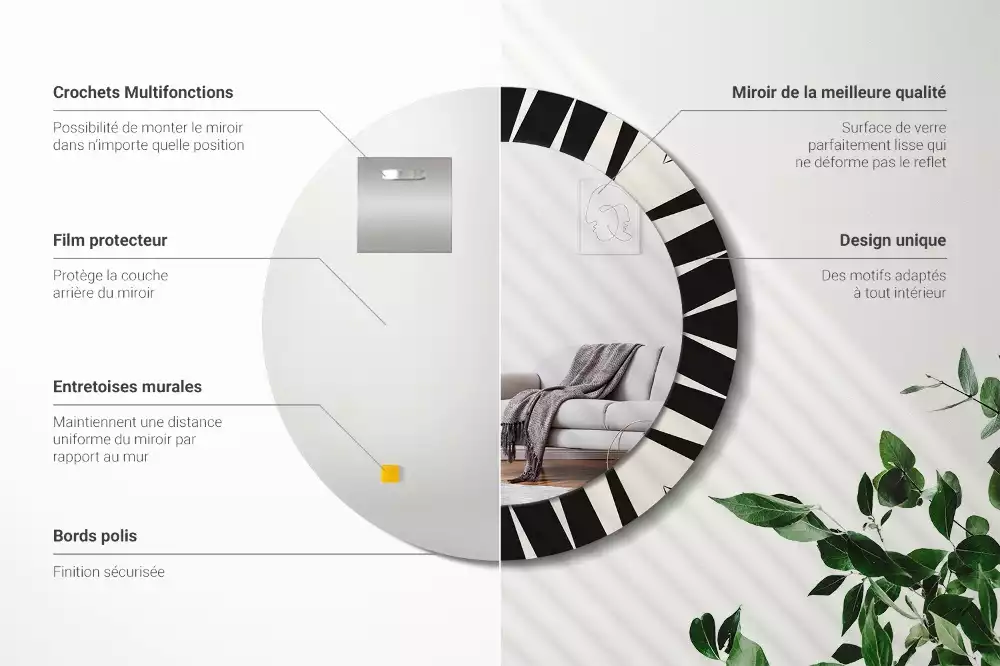 Espelho decorativo redondo Geometria abstrata