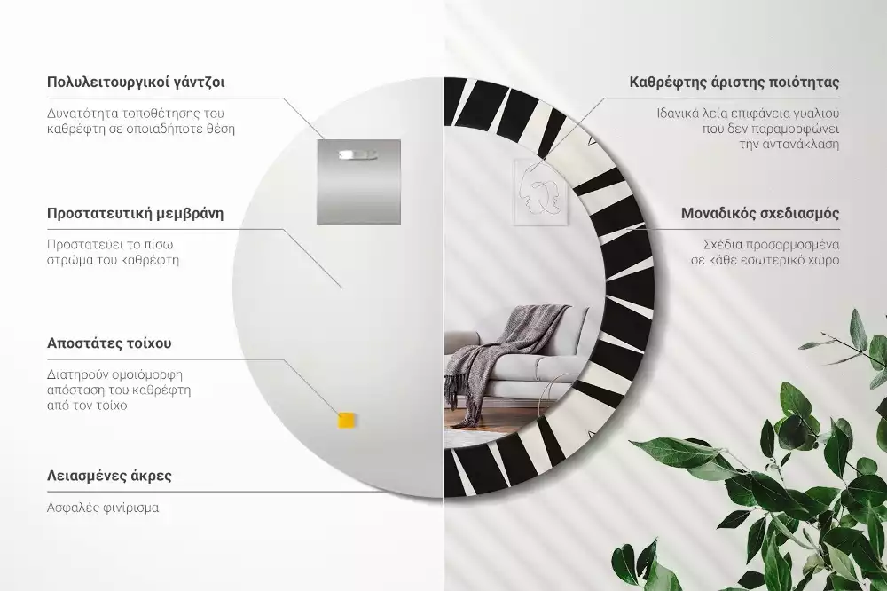 Espelho decorativo redondo Geometria abstrata