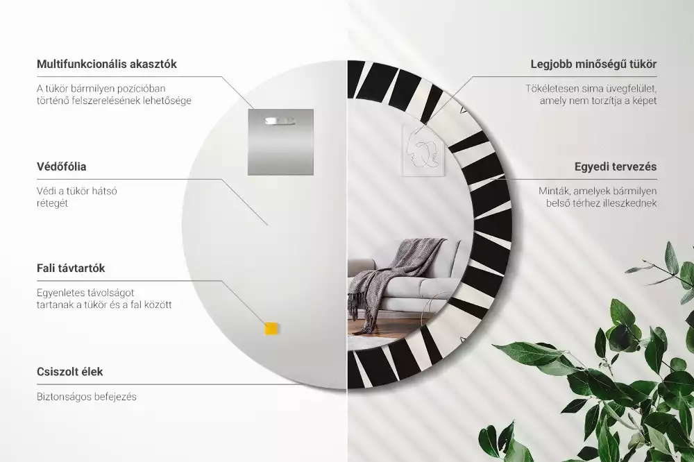 Espelho decorativo redondo Geometria abstrata