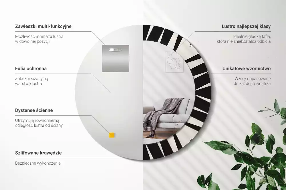 Espelho decorativo redondo Geometria abstrata