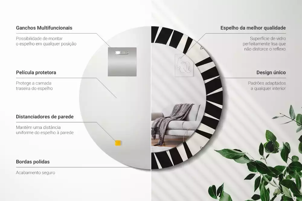 Espelho decorativo redondo Geometria abstrata