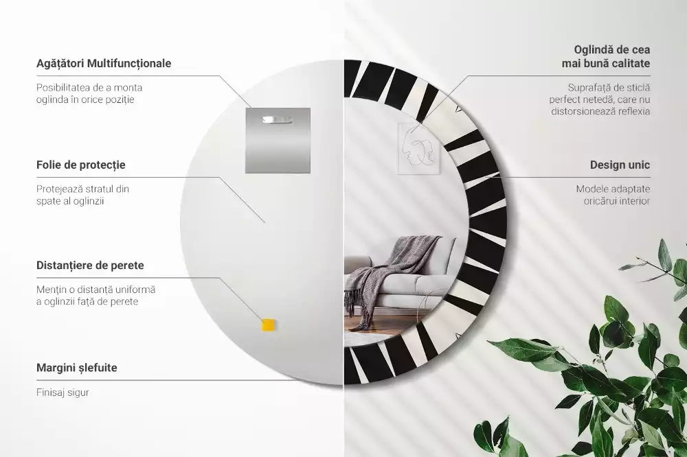 Espelho decorativo redondo Geometria abstrata