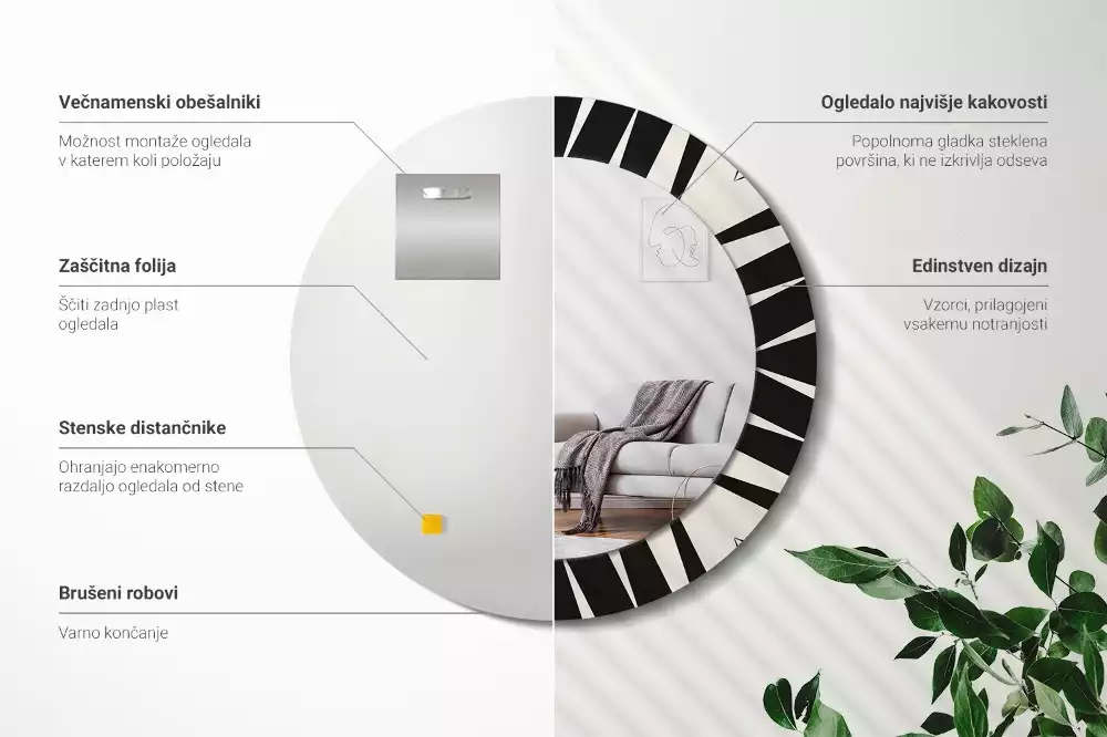 Espelho decorativo redondo Geometria abstrata