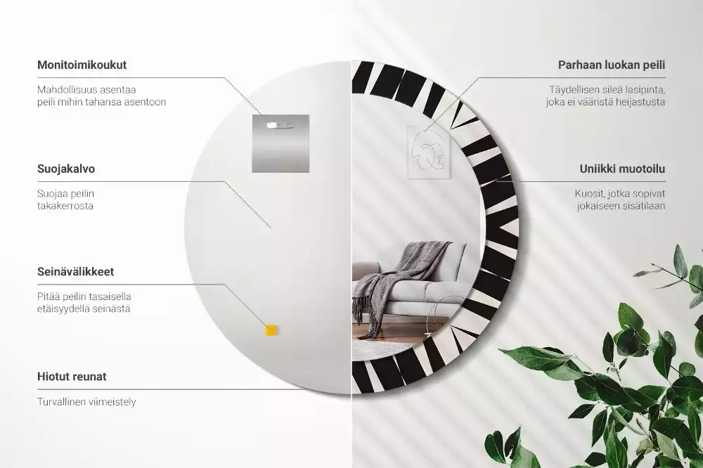 Espelho decorativo redondo Geometria abstrata