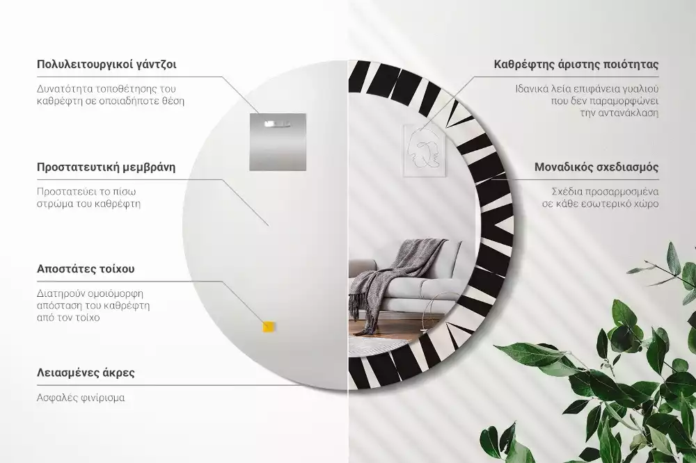 Espelho decorativo redondo Geometria abstrata