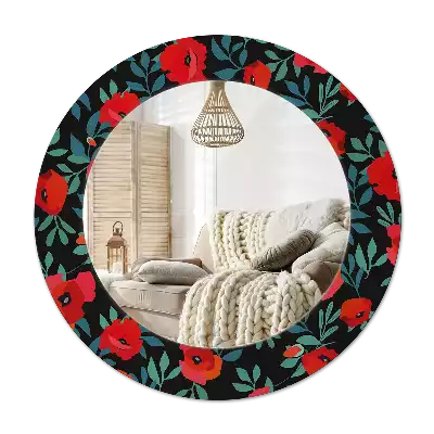 Espelho redondo decorativo Papoula vermelha