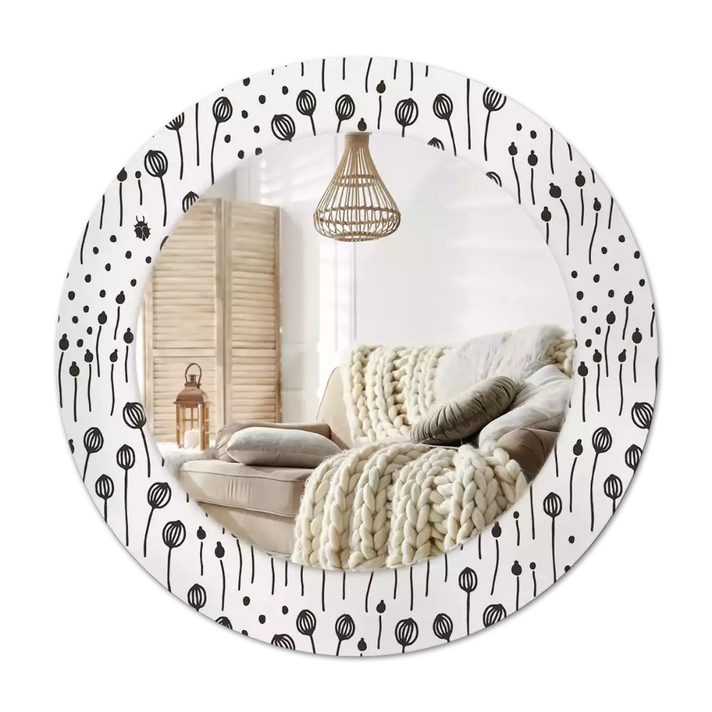 Espelho redondo decorativo Desenho de flor