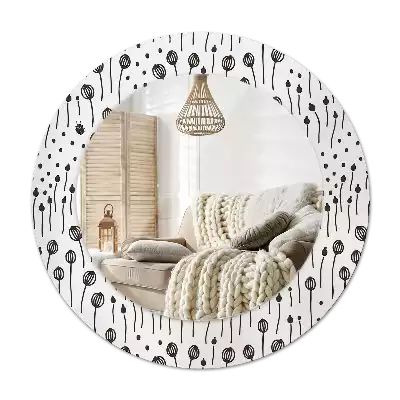 Espelho redondo decorativo Desenho de flor