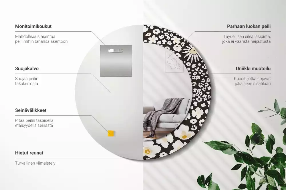 Espelho decorativo redondo Margaridas