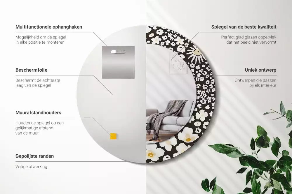 Espelho decorativo redondo Margaridas