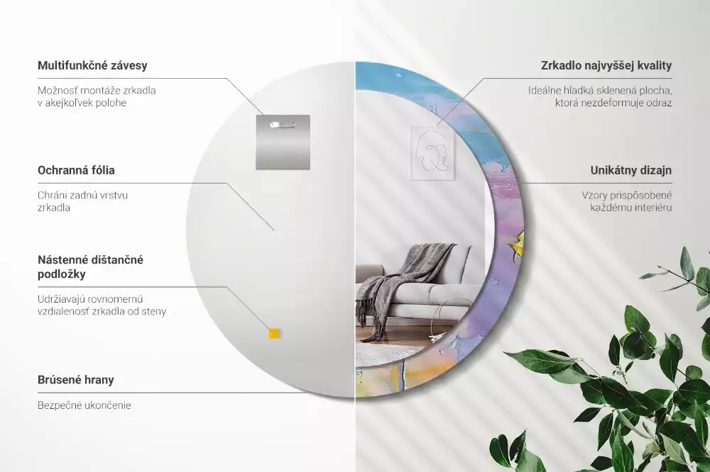 Espelho redondo decorativo Textura de tinta a óleo