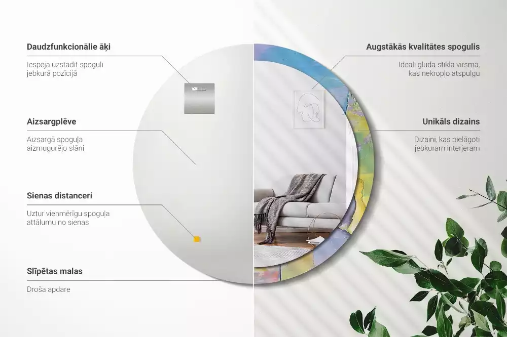 Espelho redondo decorativo Textura de tinta a óleo