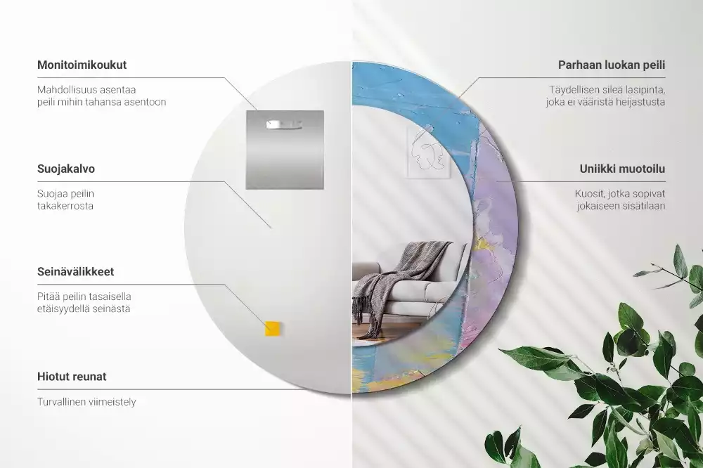 Espelho redondo decorativo Textura de tinta a óleo