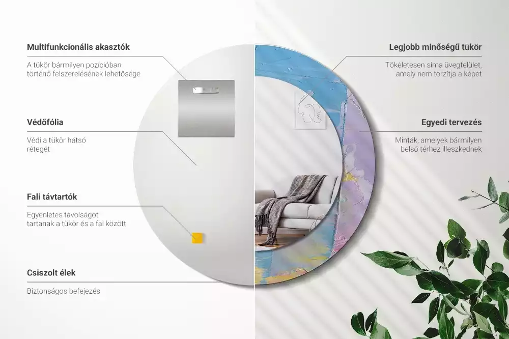 Espelho redondo decorativo Textura de tinta a óleo