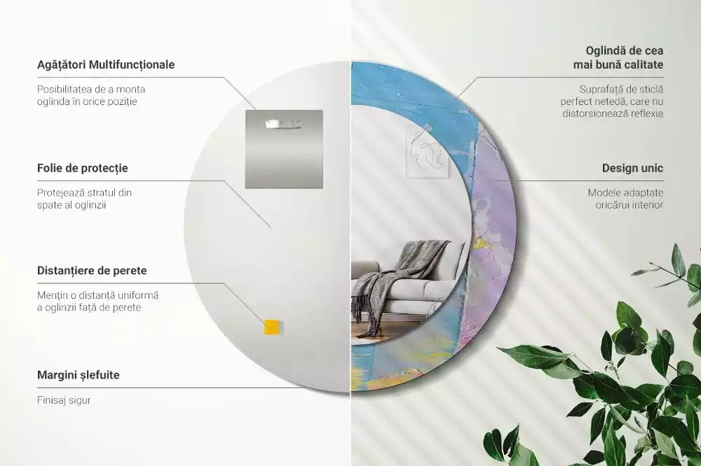 Espelho redondo decorativo Textura de tinta a óleo