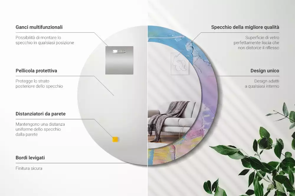 Espelho redondo decorativo Textura de tinta a óleo