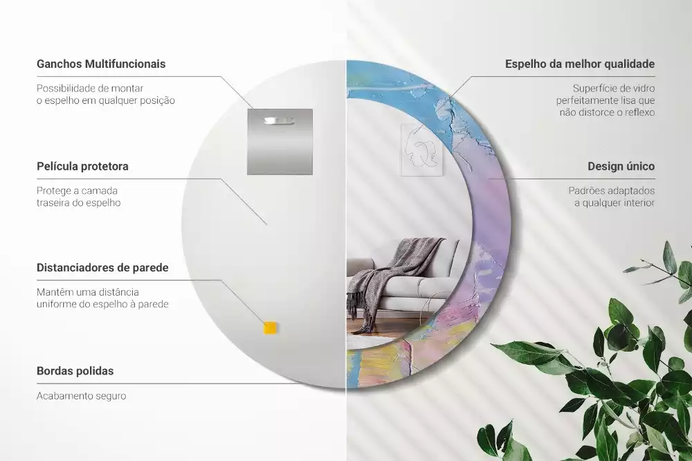 Espelho redondo decorativo Textura de tinta a óleo