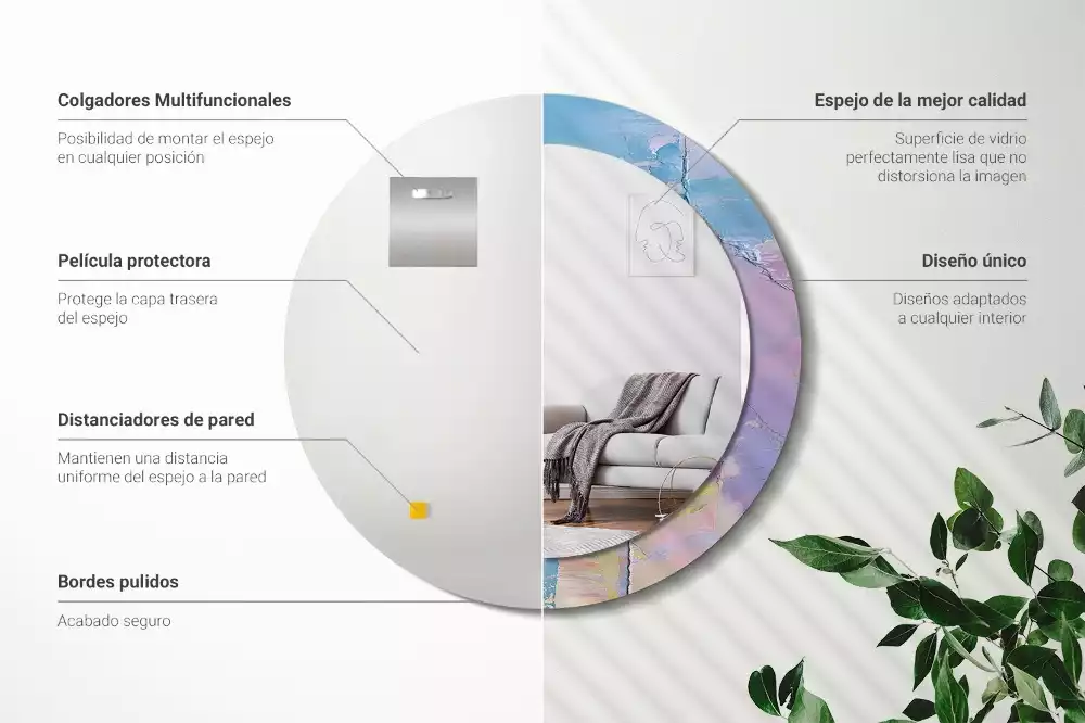 Espelho redondo decorativo Textura de tinta a óleo